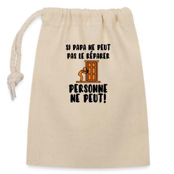 Papa bricoleur - Sac cadeau en coton avec cordon (14 x 20 cm) - nature - Devant
