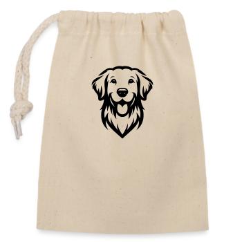 Golden Retriever Goldie Drawing Head - Closable cotton gift bag (14x20cm) - nature - Front
