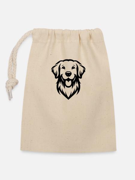 Golden Retriever Goldie dessin tête - Sac cadeau en coton avec cordon (14 x 20 cm) - nature