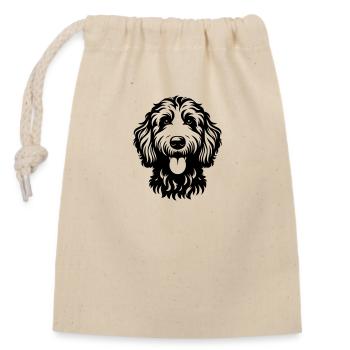 Tête de dessin Goldendoodle - Sac cadeau en coton avec cordon (14 x 20 cm) - nature - Devant