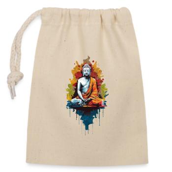 Bouddha coloré - Sac cadeau en coton avec cordon (14 x 20 cm) - nature - Devant