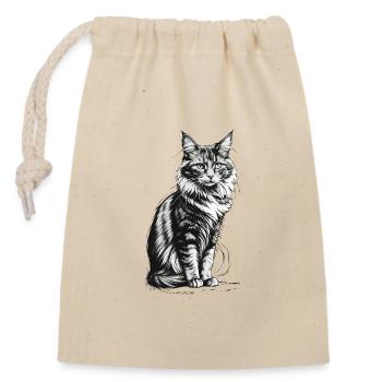 Noble cat sitting - Closable cotton gift bag (14x20cm) - nature - Front