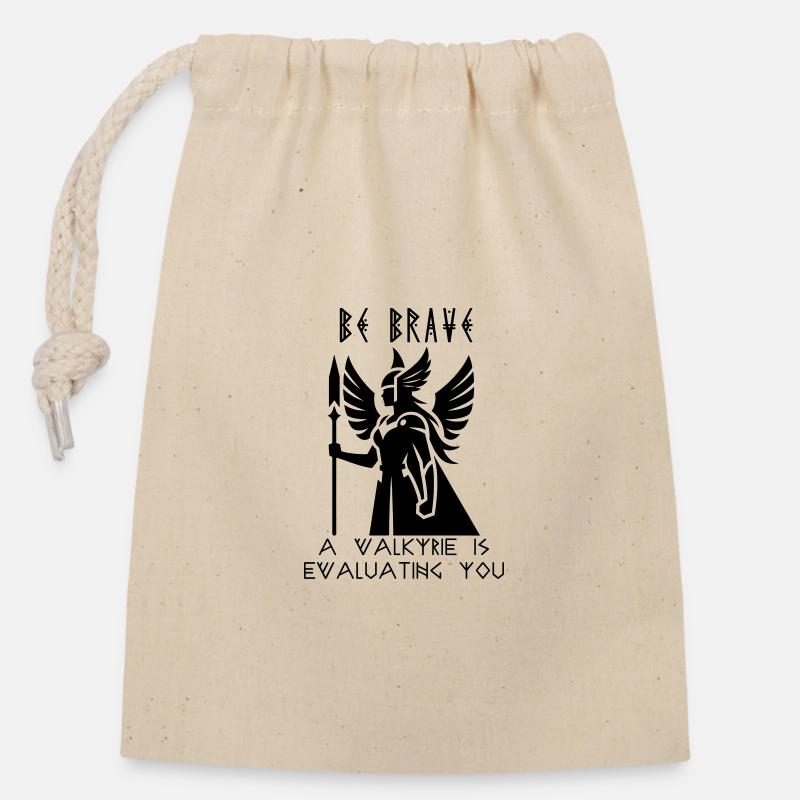 Soyez courageux : une Valkyrie vous évalue - Sac cadeau en coton avec cordon (14 x 20 cm) - nature
