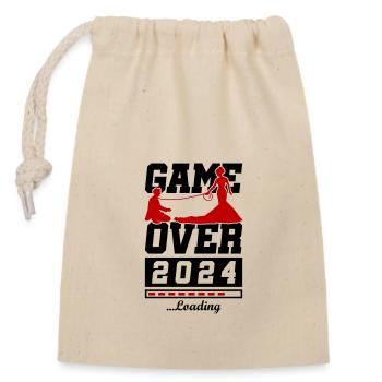 Wedding Loading 2024 Game Over - Closable cotton gift bag (14x20cm) - nature - Front