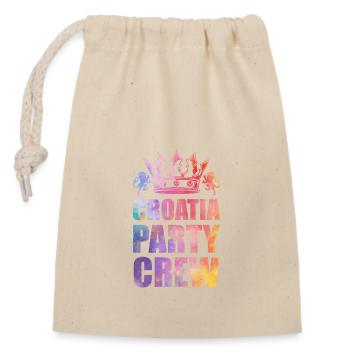 Croatia Party Crew Spruch - Verschließbarer Geschenkbeutel aus Baumwolle (14x20cm) - Natur - Vorne