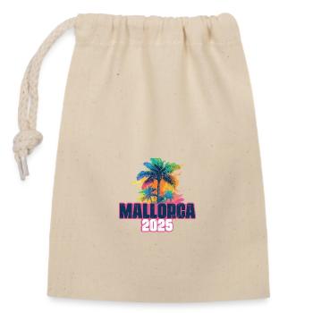 Majorque 2025 Palmiers de vacances - Sac cadeau en coton avec cordon (14 x 20 cm) - nature - Devant
