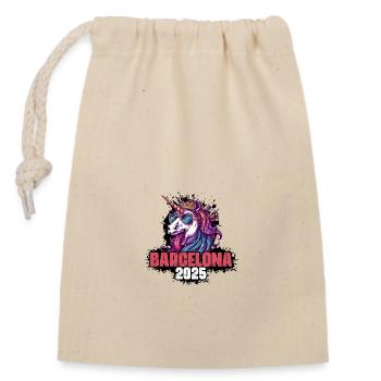 Barcelona 2025 Unicorn - Closable cotton gift bag (14x20cm) - nature - Front