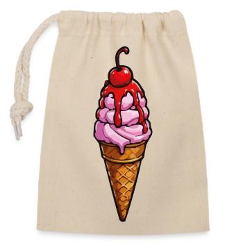 Kirsche Erdbeere Eiscreme - Closable cotton gift bag (14x20cm) - nature - Front