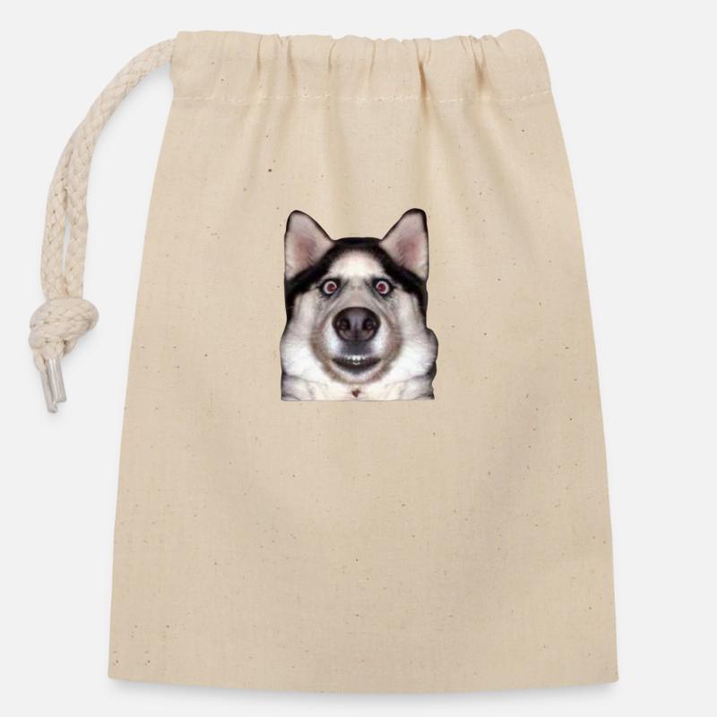 Funny Dog - Verschließbarer Geschenkbeutel aus Baumwolle (14x20cm) - Natur