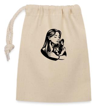 French Bulldog Mom - dogmom vector design - Closable cotton gift bag (14x20cm) - nature - Front