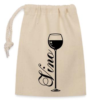 Wine Symbol Glass - Closable cotton gift bag (14x20cm) - nature - Front