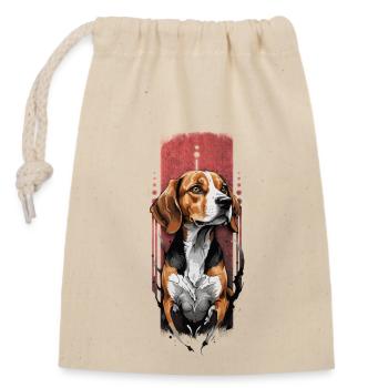 Inquisitive Companion: Beagle Portrait - Closable cotton gift bag (14x20cm) - nature - Front
