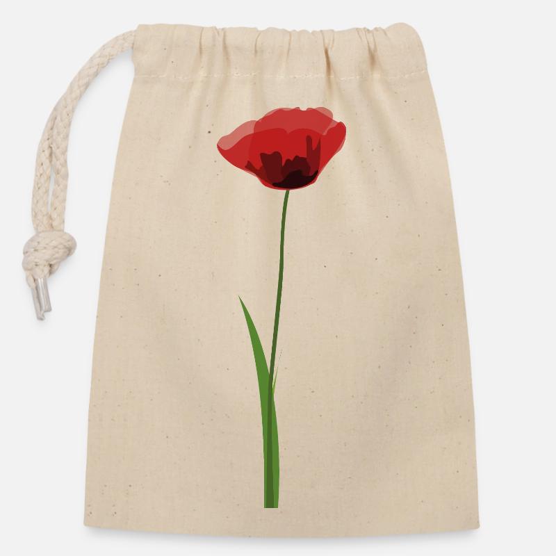 Mohn - Verschließbarer Geschenkbeutel aus Baumwolle (14x20cm) - Natur