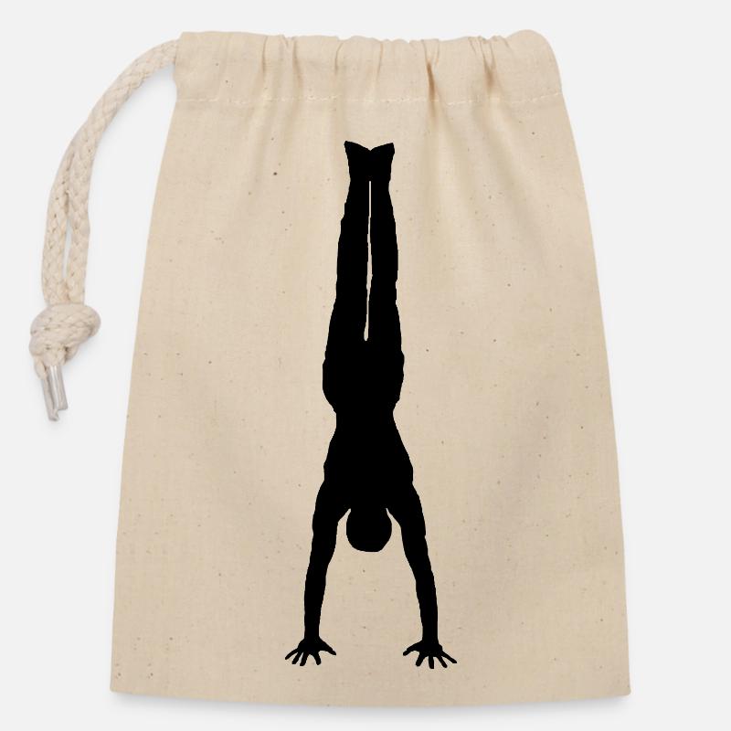 Compétences en gymnastique à main - Sac cadeau en coton avec cordon (14 x 20 cm) - nature