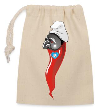 Curniciello 'O Cuorno Pulcinella porte-bonheur - Sac cadeau en coton avec cordon (14 x 20 cm) - nature - Devant