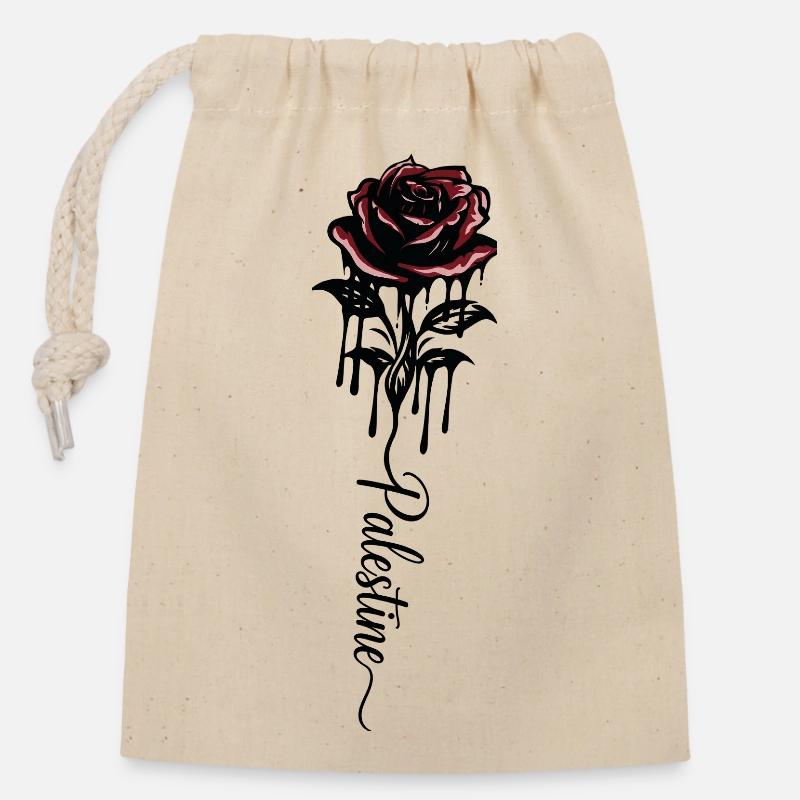 Palästina Schwarze Rose - Verschließbarer Geschenkbeutel aus Baumwolle (14x20cm) - Natur
