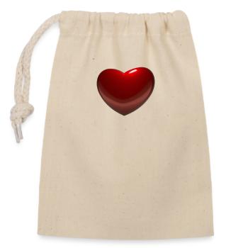 heart - Closable cotton gift bag (14x20cm) - nature - Front