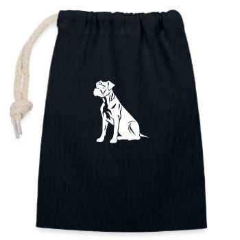 Boxer Dog Silhouette - Closable cotton gift bag (14x20cm) - navy - Front