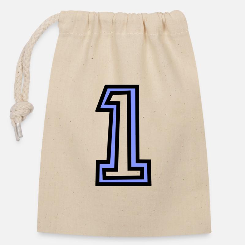 1. 1 AN. 1er ANNIVERSAIRE. ANNIVERSAIRE 1 AN - Sac cadeau en coton avec cordon (14 x 20 cm) - nature