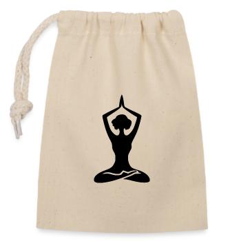 Yoga silhouette with grace and balance in motion - Closable cotton gift bag (14x20cm) - nature - Front