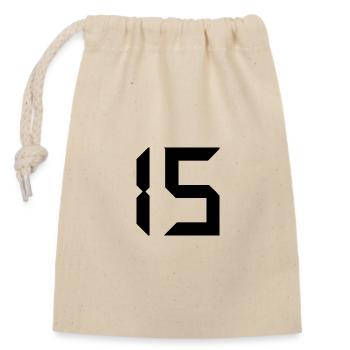 15. 15 ANS. 15e ANNIVERSAIRE. ANNIVERSAIRE 15 ANS. - Sac cadeau en coton avec cordon (14 x 20 cm) - nature - Devant