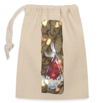 Koi Fish on Rustic Marble - Closable cotton gift bag (14x20cm) - nature - Front