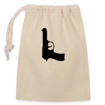 pistol - Closable cotton gift bag (14x20cm) - nature - Front