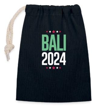 Jours fériés Bali 2024 - Sac cadeau en coton avec cordon (14 x 20 cm) - bleu marine - Devant