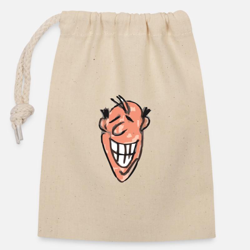laugh man smile - Closable cotton gift bag (14x20cm) - nature