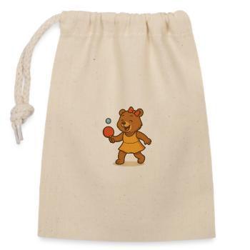 Tennis de table Ours - Sac cadeau en coton avec cordon (14 x 20 cm) - nature - Devant