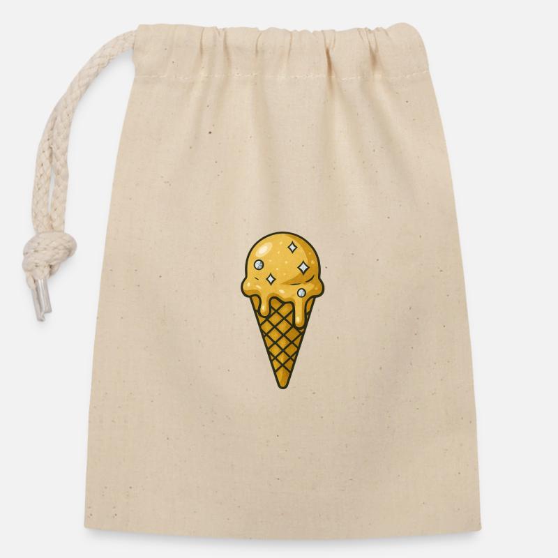 Cream - Deluxe - Closable cotton gift bag (14x20cm) - nature