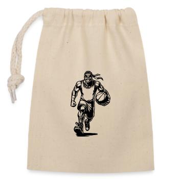 Big stormy basketball player with ball - Closable cotton gift bag (14x20cm) - nature - Front