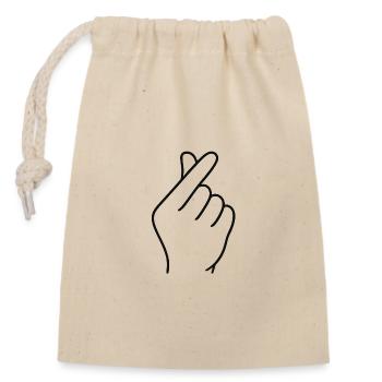 Geste des doigts croisés - Cœur de la génération Z - Sac cadeau en coton avec cordon (14 x 20 cm) - nature - Devant