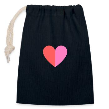 Coeur bicolore rouge-rose - Sac cadeau en coton avec cordon (14 x 20 cm) - bleu marine - Devant