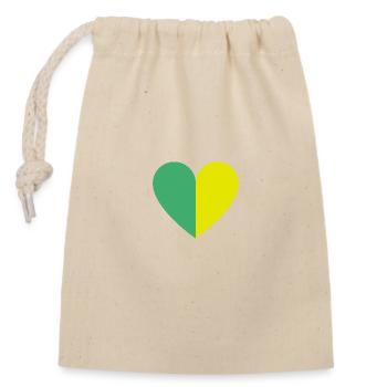 Coeur bicolore vert-jaune - Sac cadeau en coton avec cordon (14 x 20 cm) - nature - Devant