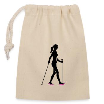 Icône de la femme de marche nordique - Sac cadeau en coton avec cordon (14 x 20 cm) - nature - Devant