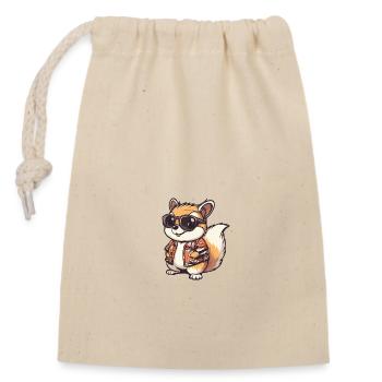 Squirrel Comic Holiday - Sac cadeau en coton avec cordon (14 x 20 cm) - nature - Devant