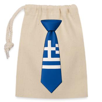 Greece Tie – Flag Design - Closable cotton gift bag (14x20cm) - nature - Front