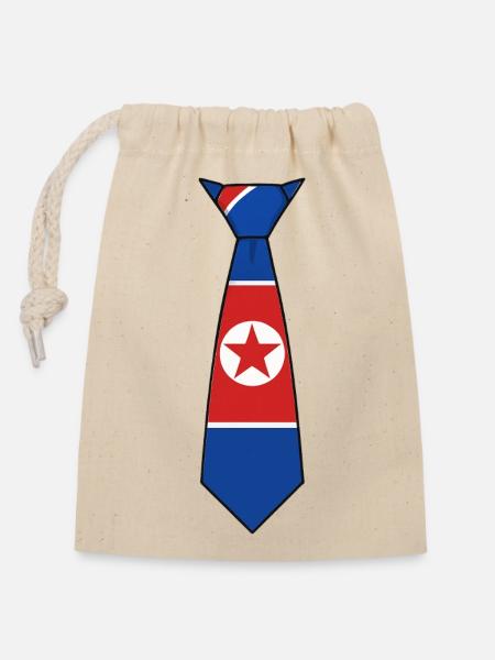 North Korea Tie – Flaggendesign - Verschließbarer Geschenkbeutel aus Baumwolle (14x20cm) - Natur