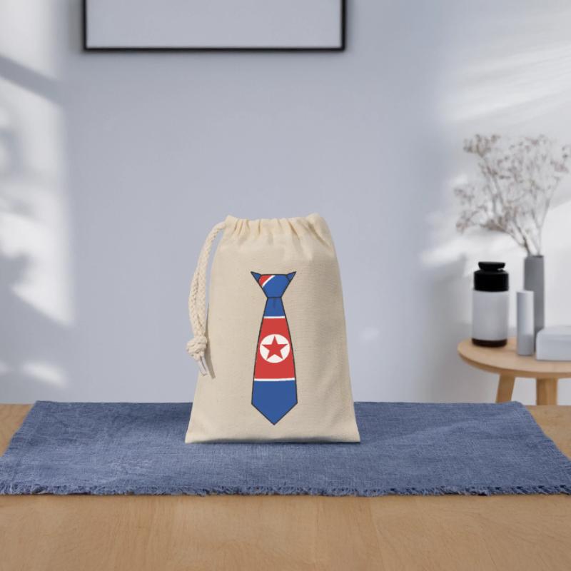 Cravate Corée du Nord – Conception du drapeau Sac cadeau en coton avec cordon (14 x 20 cm)