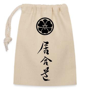iaido_mit_symbol_02 - Verschließbarer Geschenkbeutel aus Baumwolle (14x20cm) - Natur - Vorne