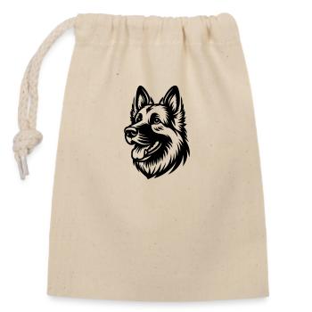 German Shepherd Drawing Head - Closable cotton gift bag (14x20cm) - nature - Front