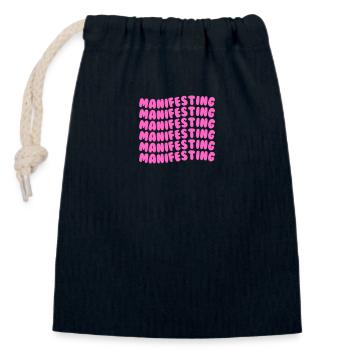 Manifesting pink - Closable cotton gift bag (14x20cm) - navy - Front