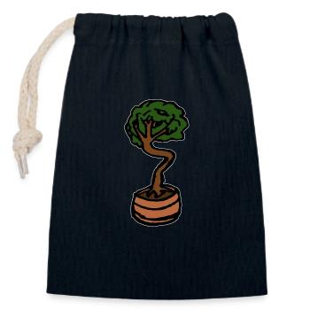 Kleiner Baum Bonsai - Verschließbarer Geschenkbeutel aus Baumwolle (14x20cm) - Navy - Vorne