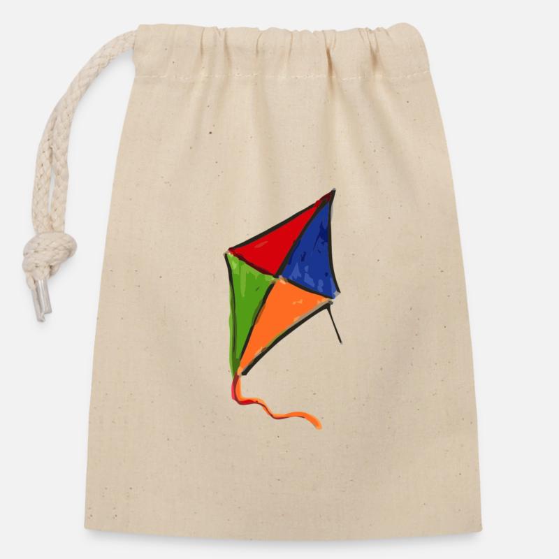 cerf-volant - Sac cadeau en coton avec cordon (14 x 20 cm) - nature