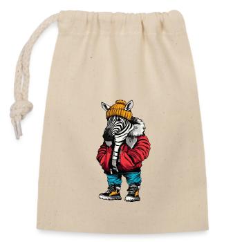 Zebra Funny Winter - Closable cotton gift bag (14x20cm) - nature - Front