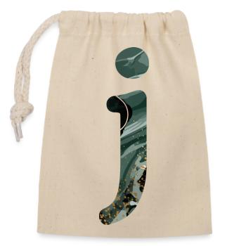 Green marbled letter j - Closable cotton gift bag (14x20cm) - nature - Front