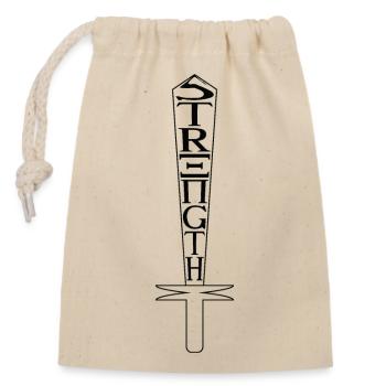 Strength Sword Motivational Power - Closable cotton gift bag (14x20cm) - nature - Front