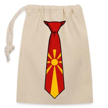 Macedonia Tie – Flaggendesign - Verschließbarer Geschenkbeutel aus Baumwolle (14x20cm) - Natur - Vorne
