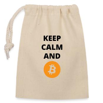 Restez calme et Bitcoin - Sac cadeau en coton avec cordon (14 x 20 cm) - nature - Devant